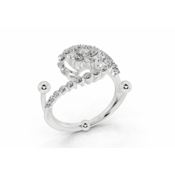 Inel cu diamante Pear Cut de 0.21ct si diamante rotunde de 0.30ct