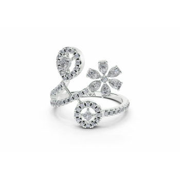 Inel cu diamante Pear Cut de 0.36ct si diamante rotunde de 0.35ct