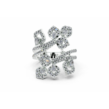 Inel cu diamante Pear Cut de 0.36ct si diamante rotunde de 0.55ct