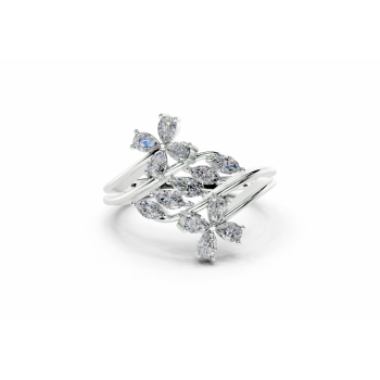 Inel cu diamante Pear Cut de 0.41 ct si diamante rotunde de 0.19 ct