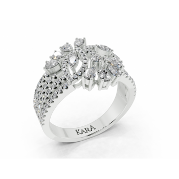 Inel cu diamante Pear Cut de 0.41ct, diamante Marquise Cut de 0.05ct si diamante rotunde de 0.44ct