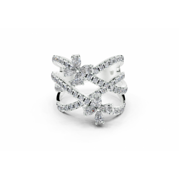 Inel cu diamante Pear Cut de 0.41ct si diamante rotunde de 0.80ct