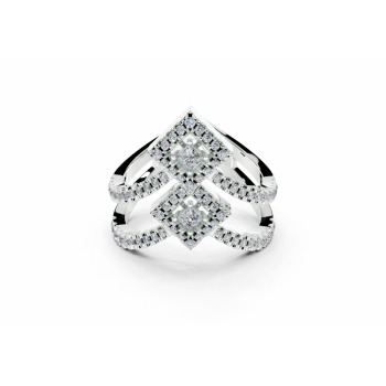 Inel cu diamante Princess Cut de 0.12ct si diamante rotunde de 0.39ct