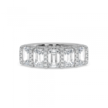 Inel cu Diamante rotunde de 0.39ct si Diamante Emerald cut de 2.43ct