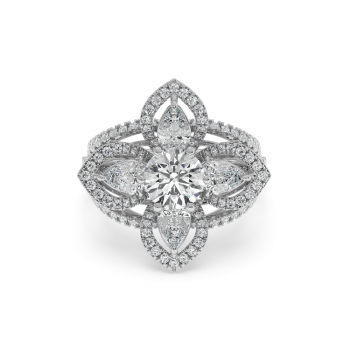 Inel cu diamante rotunde de 1.79 ct si diamante Pear cut de 0.85 ct