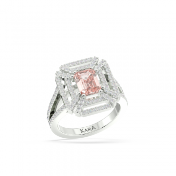 Inel cu Morganit de 1.35 ct si diamante de 0.40 ct