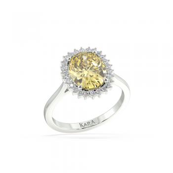 Inel cu Safir Galben de 2.42 ct si diamante de 0.17 ct