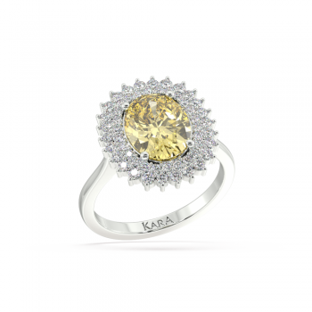 Inel cu Safir Galben de 2.42 ct si diamante de 0.45 ct