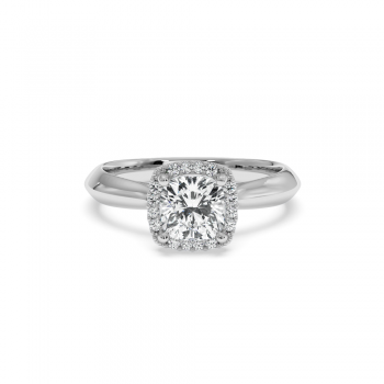 Inel de Logodna cu Diamant Central Cushion Cut de 0.93ct si Diamante Laterale Rotunde de 0.09ct