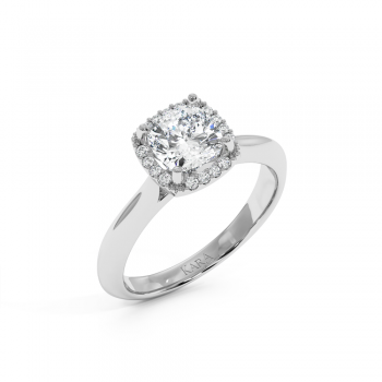 Inel de Logodna cu Diamant Central Cushion Cut de 0.93ct si Diamante Laterale Rotunde de 0.09ct