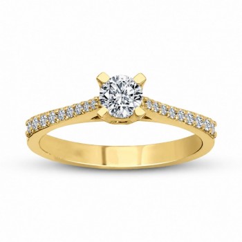 Inel de logodna cu diamant central de 0.25 ct si diamante laterale de 0.15 ct