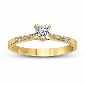 Inel de logodna cu diamant central de 0.25 ct si diamante laterale de 0.20 ct