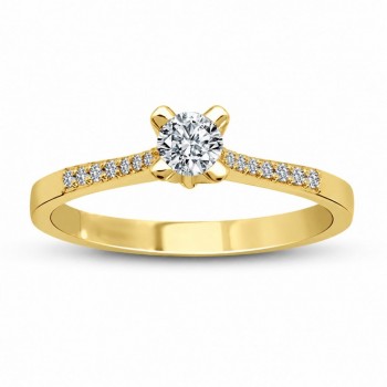 Inel de logodna cu diamant central de 0.30 ct si diamante laterale de  0.09 ct