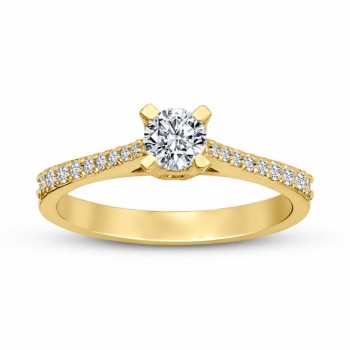 Inel de logodna cu diamant central de 0.40 ct si diamante laterale de 0.20 ct