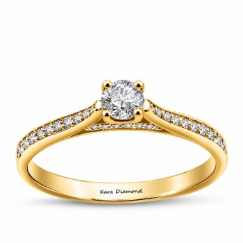 Inel de logodna cu diamant central de 0.50 ct si diamante laterale de 0.20