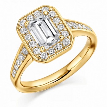 Inel de logodna cu diamant central de 1.00 ct si diamante laterale de 0.30 ct