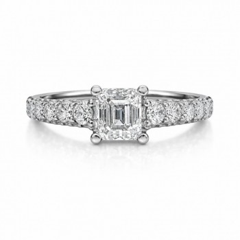 Inel de logodna cu diamant central de 1.00 ct si diamante laterale de 1.17ct