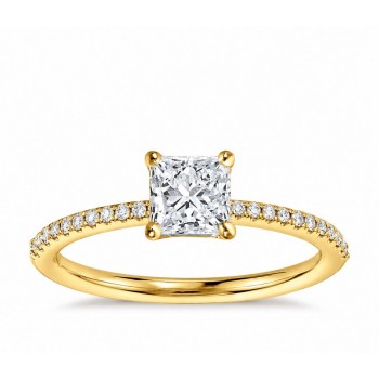 Inel de logodna cu diamant princess de 0.75 ct si diamante laterale de 0.30 ct