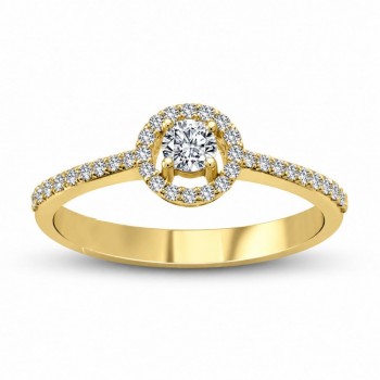 Inel de logodna cu diamante central de 0.27 ct si diamante laterale de 0.21 ct