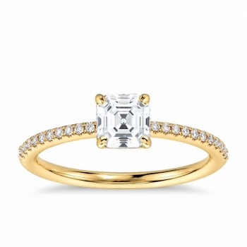 Inel de logodna cu diamante princess de 0.50 ct si diamante laterale 0.30 ct