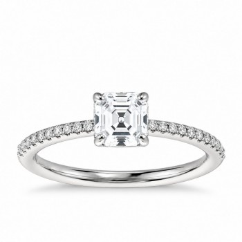 Inel de logodna cu diamante princess de 0.50 ct si diamante laterale 0.30 ct