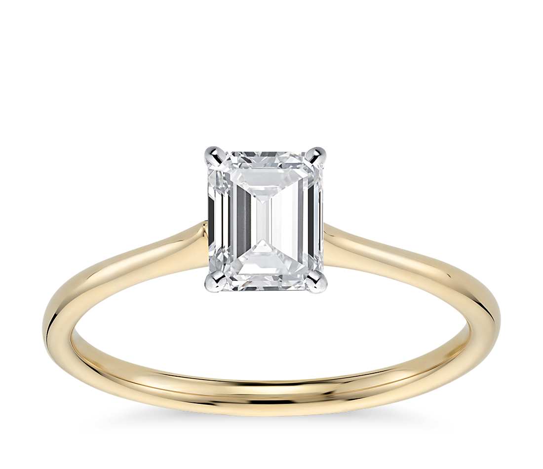 Inel de logodna Solitaire cu diamant emerald de 0.72 ct