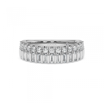 Inel Verigheta Semi Eternity cu Diamante Rotunde de 0.49ct si Diamante Baget cut de 0.48ct