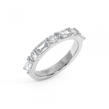 Inel Verigheta Semi Eternity cu Diamante Emerald de 1.0ct si Diamante Rotunde de 0.33ct