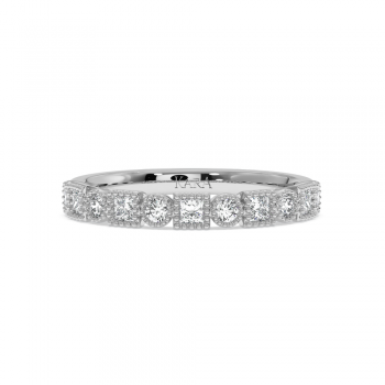 Inel Verigheta Semi Eternity cu Diamante Princess cut de 0.25 ct si Diamante rotunde de 0.21 ct