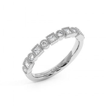 Inel Verigheta Semi Eternity cu Diamante Princess cut de 0.25 ct si Diamante rotunde de 0.21 ct