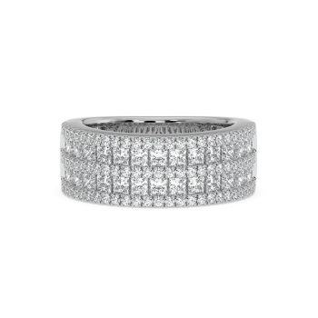 Inel Verigheta Semi Eternity cu Diamante Princess Cut de 1.65ct si Diamante Rotunde de 0.40ct