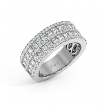 Inel Verigheta Semi Eternity cu Diamante Princess Cut de 1.65ct si Diamante Rotunde de 0.40ct