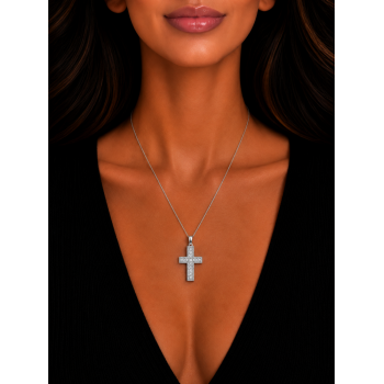 Pandantiv Cross cu Diamante de 0.45 ct