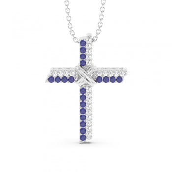 Pandantiv Cruciulita cu Diamante de 0.23ct si Tanzanite de 0.20ct