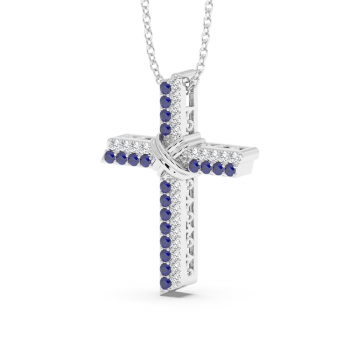 Pandantiv Cruciulita cu Diamante de 0.23ct si Tanzanite de 0.20ct