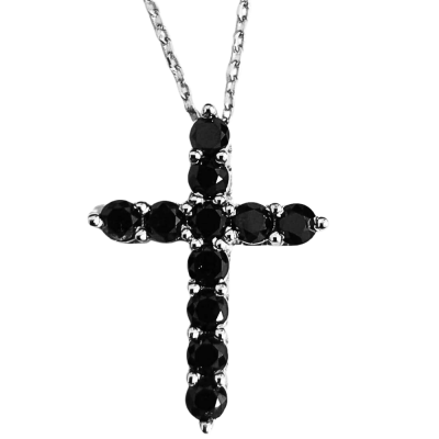 Pandantiv cruciulita cu diamante negre de 1.75 ct