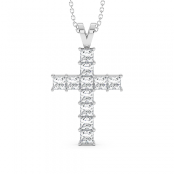 Pandantiv Cruciulita cu Diamante Princess Cut de 1.87ct