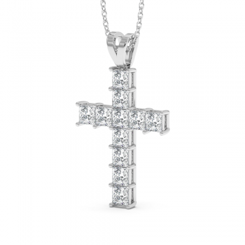 Pandantiv Cruciulita cu Diamante Princess Cut de 1.87ct