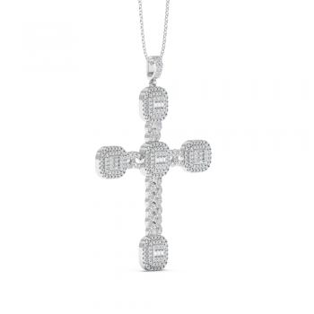 Pandantiv Cruciulita cu Diamante rotunde de 1.30ct si Diamante Baget cut de 0.27ct