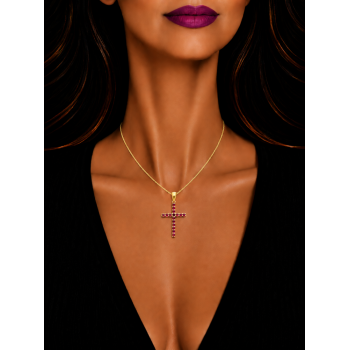 Pandantiv Cruciulita cu Rubine de 1.12 ct