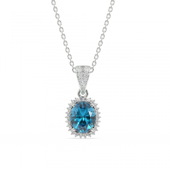 Pandantiv cu Blue Topaz de 2.42 ct si diamante de 0.25 ct