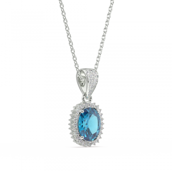 Pandantiv cu Blue Topaz de 2.42 ct si diamante de 0.25 ct