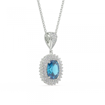 Pandantiv cu Blue Topaz de 2.42 ct si diamante de 0.53 ct