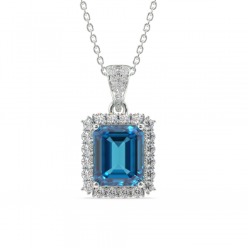 Pandantiv cu Blue Topaz de 6.95 ct si diamante de 0.99 ct