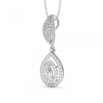 Pandantiv cu Diamant Central Pear Cut de 0.25ct si Diamante Laterale de 0.56ct