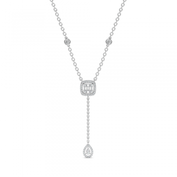 Pandantiv cu Diamante Baget de 0.09ct si Diamante Rotunde de 0.38ct