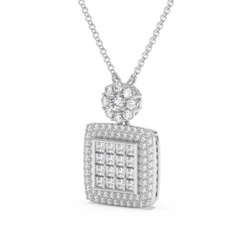 Pandantiv cu Diamante Princess Cut de 0.32ct si Diamante Rotunde de 0.46ct