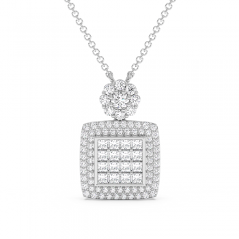 Pandantiv cu Diamante Princess Cut de 0.32ct si Diamante Rotunde de 0.46ct