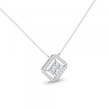 Pandantiv cu Diamante Princess Cut de 0.96ct si Diamante rotunde de 0.33ct 
