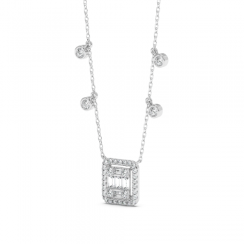 Pandantiv cu Diamante rotunde de 0.62ct si Diamante Baget Cut de 0.49ct,